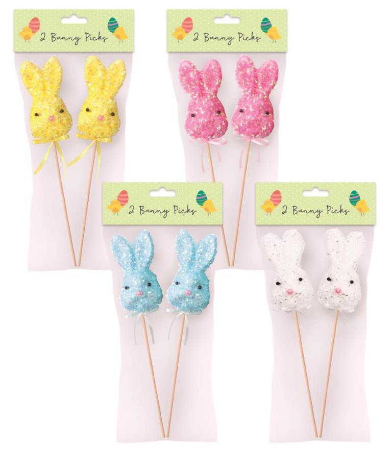 2 Pack Easter Bunny Pick Decorations - Click Image to Close