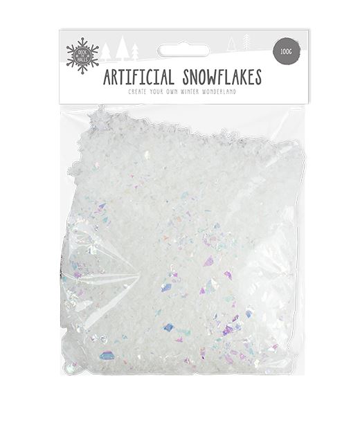 100g Christmas White Artificial SnowFlakes, Confetti Snow, Xmas