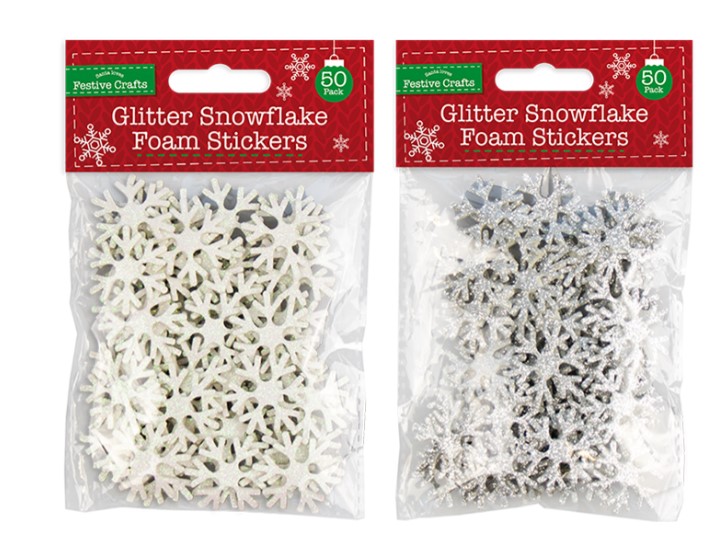 Christmas House Glitter Snowflakes Dimensional Foam Stickers